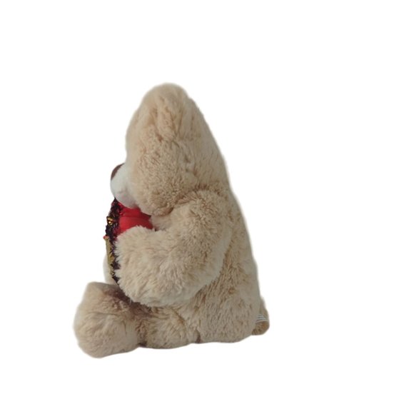 Midwood Flippable Sequin Heart Red/Gold Beige Teddy Bear Plush 12" Stuffed Anima - Picture 5 of 7